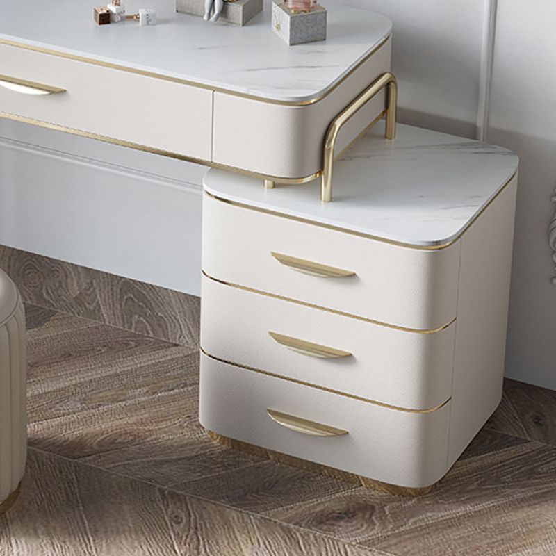 17.71" Wide Make-up Vanity Bright White Wood Vanity Set with 4 Storage Drawers