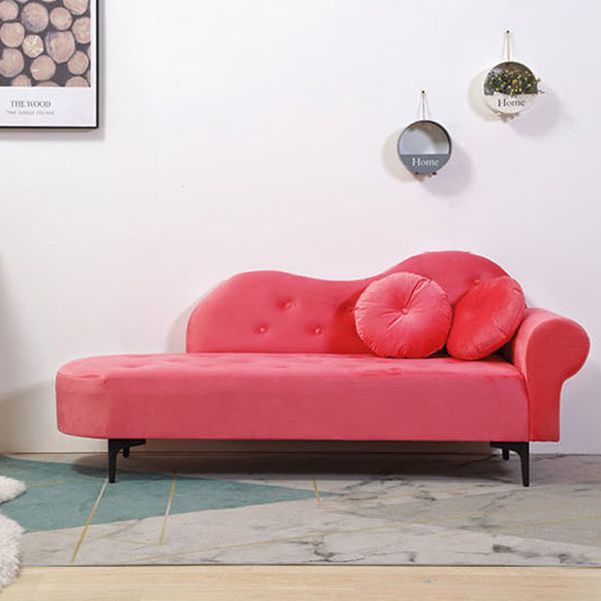 Glam Cushioned Chaise Lounge Round Arms Lounge with 2 Pillows for Living Room