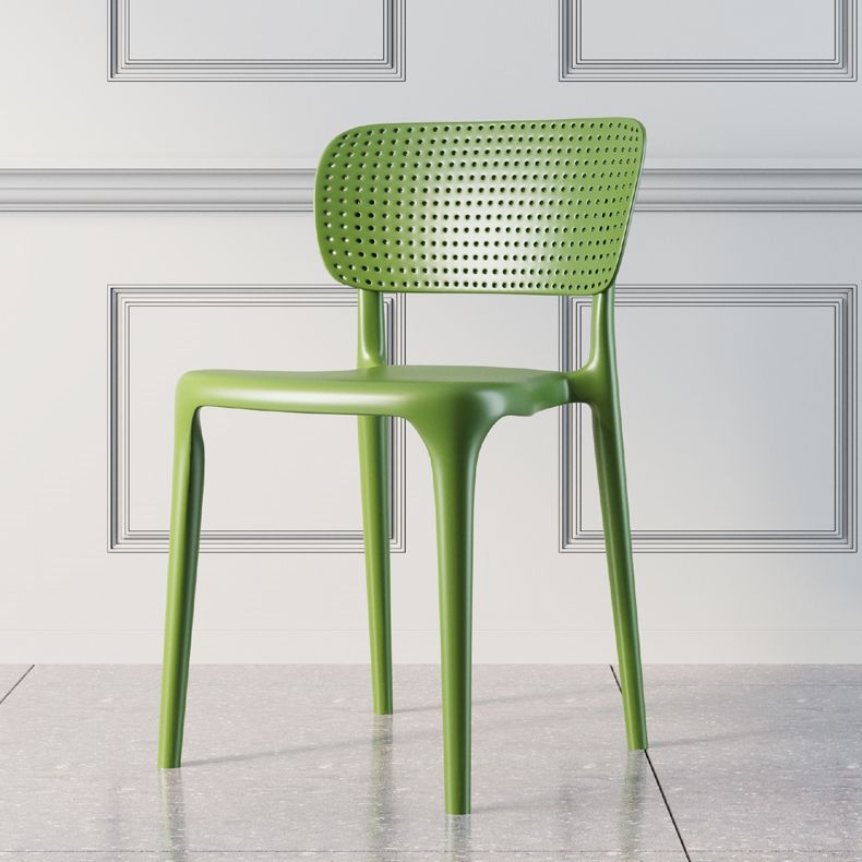 Silla lateral de comedor escandinava de plástico, silla con respaldo abierto de cocina