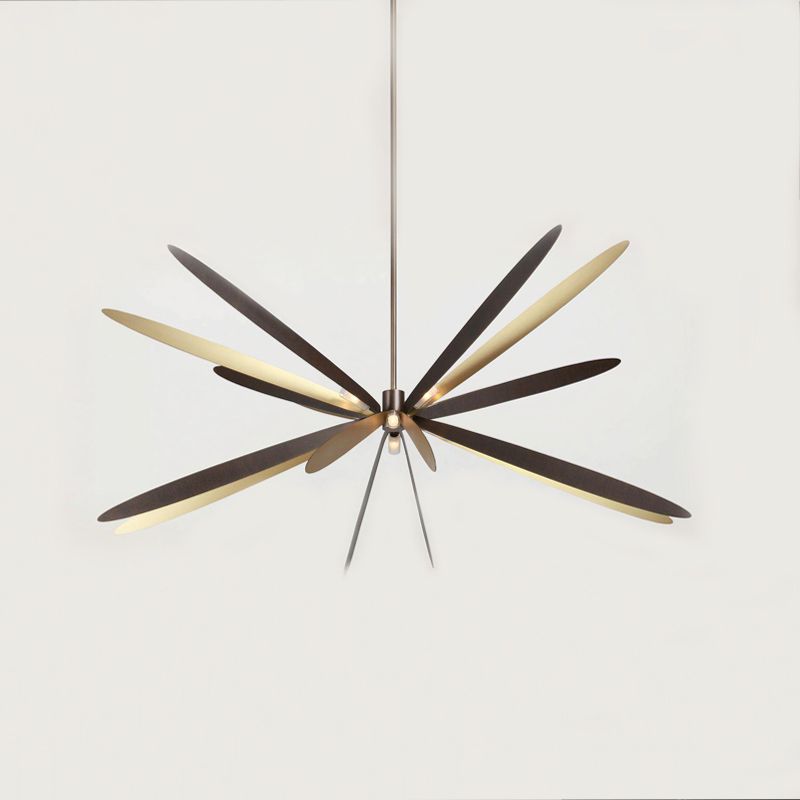 Simplicidad 6 Bulbos Candelier de techo Black Dragonfly Lighting con sombra de metal