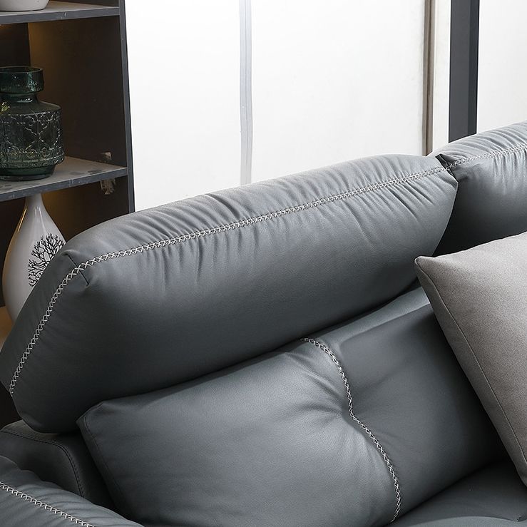 76" Wide Industrial Sectional Sofa Leather Sleeper Sectional