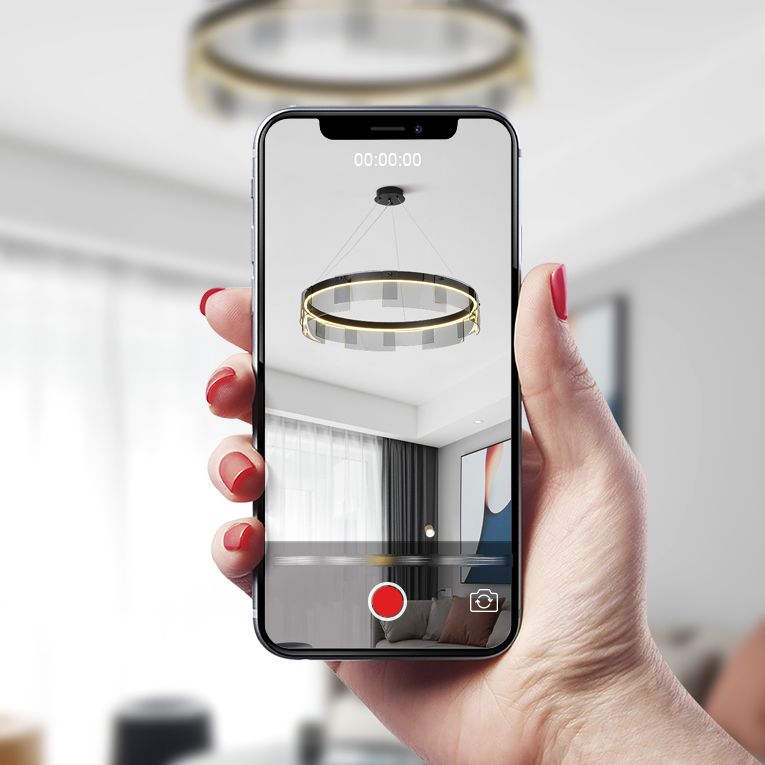 Contemporary Simple LED Hanging Light Metal Circular Pendant Light for Living Room