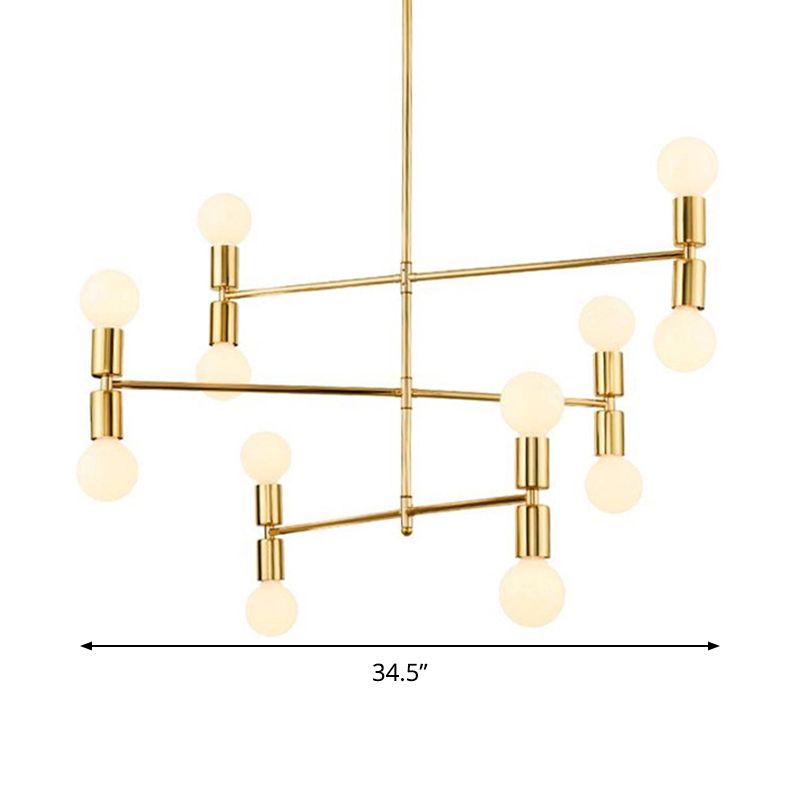 Tiered Metal Hanging Ceiling Light Modern 12 Lights Black/Gold Chandelier Lamp for Living Room