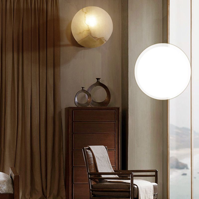 Lampada a parete moderna a parete moderna a filo a filo con tonalità di pietra bianca