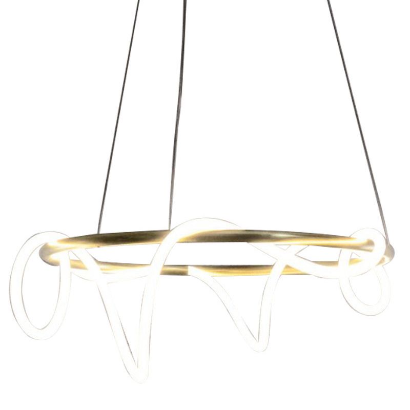 Flexibele buis kroonluchter eenvoud acryl gold led plafond hanger voor woonkamer