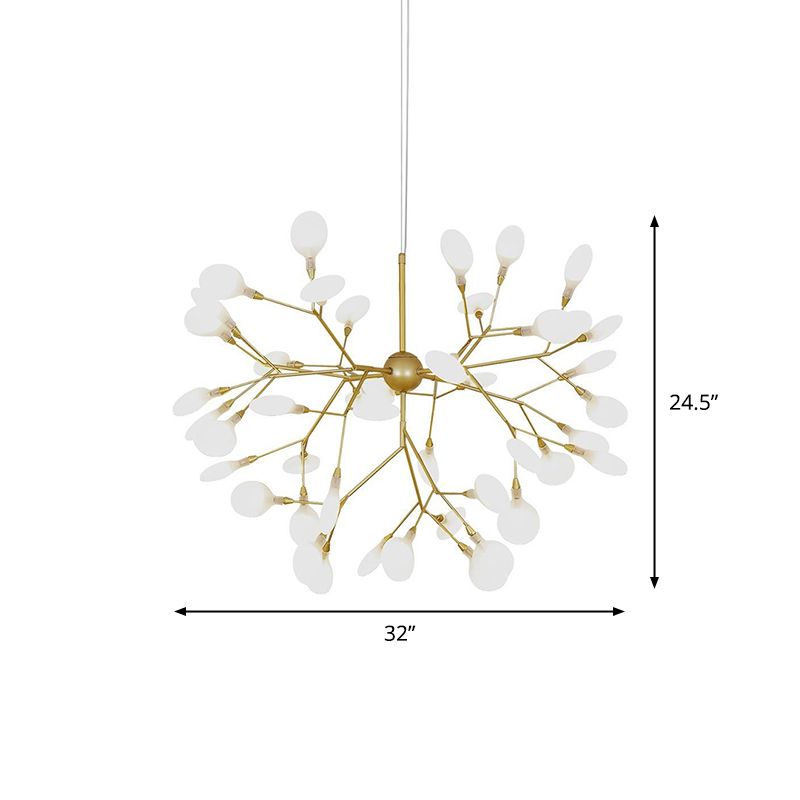 Firefly Shade Chandelier Pendant Light Nordic Living Room LED Hanging Light in Gold