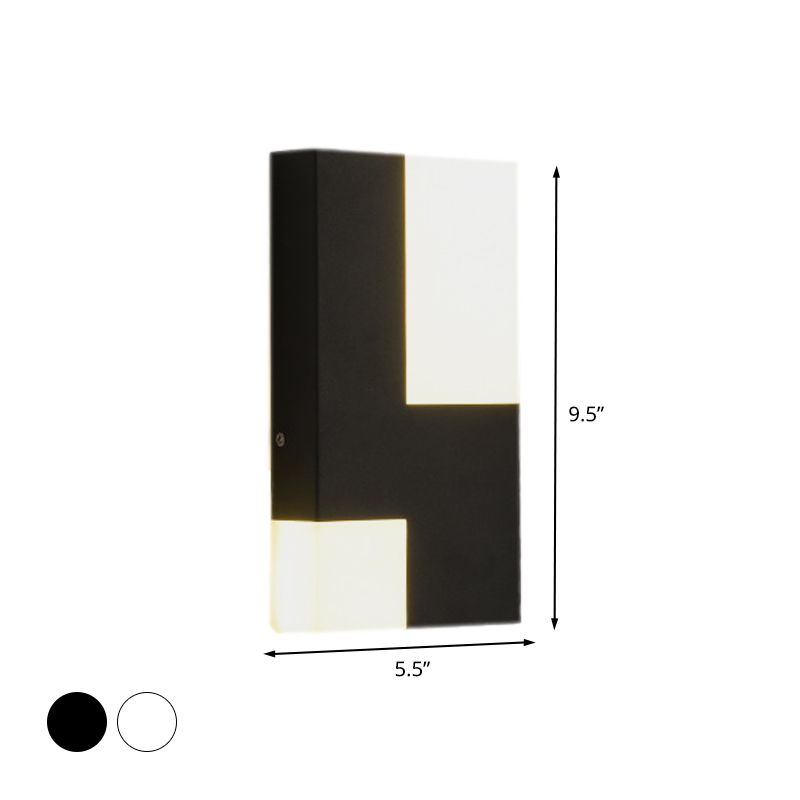 White/Black Rectangular Sconce Light Minimalist LED Acrylic Wall Mounted Lamp for Bedside