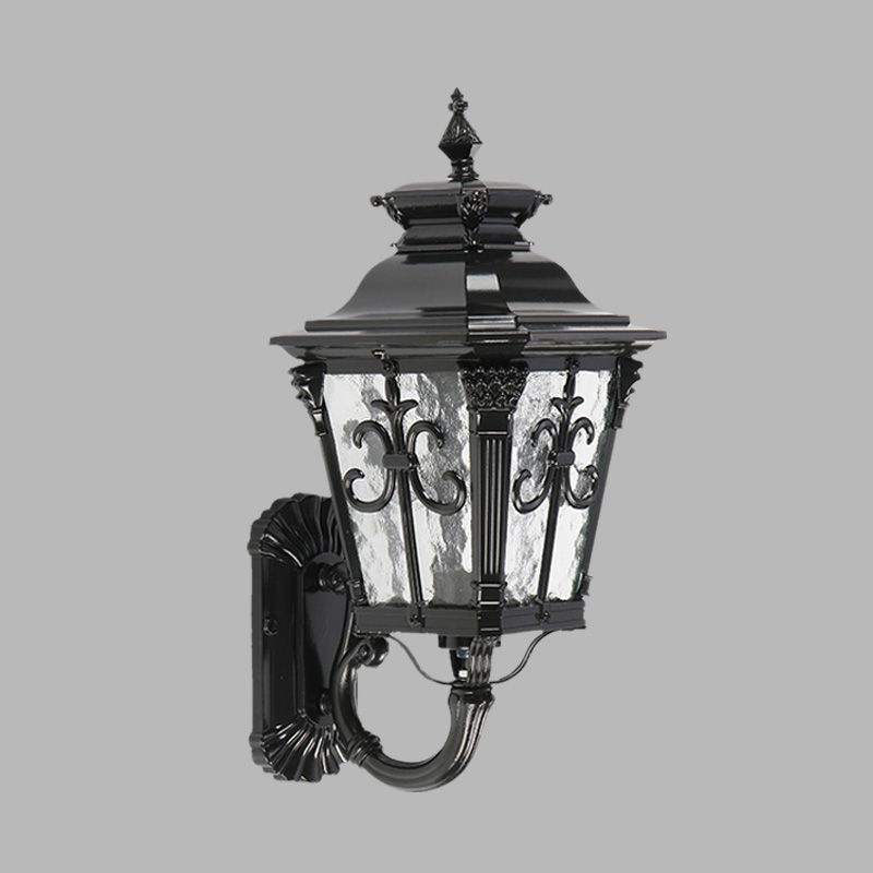 Arrow Flower Outdoor Wall Mount Light Country Clear Water Glass 1 Light Black Wall Lamp Sconce