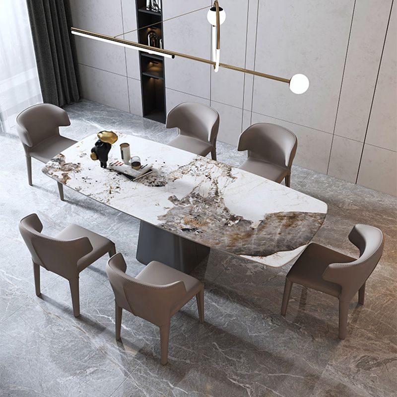 Modern Style Rectangle Dining Table Sintered Stone Pedestal Dining Table for Home Use