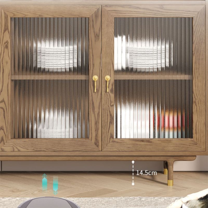 Contemporary Storage Cabinet Wooden Glass Doors Dining Hutch with Drawers