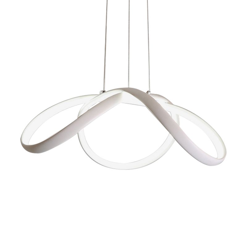 Chandelier à chambre à coucher léger à LED avec une nuance en acrylique torsadé pendentif de plafond blanc en lumière chaude / blanche