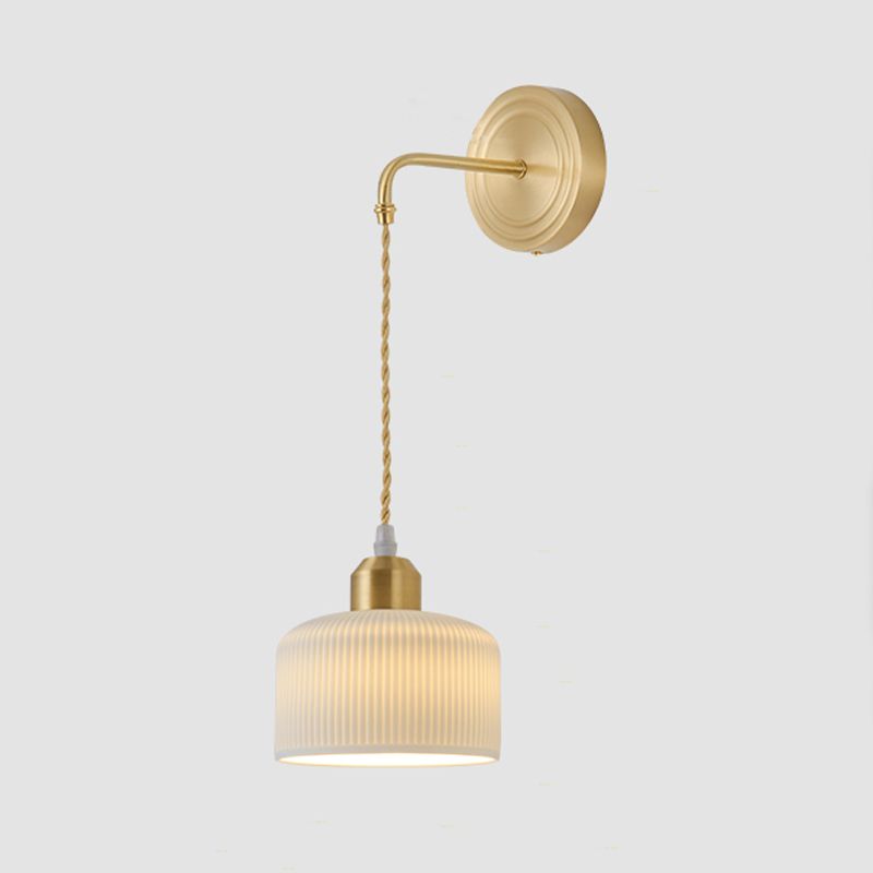 Nordic Style Wall Light Cylinder Shape Wall Lamp with Ceramic Shade for Bedroom