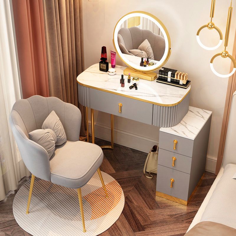 Glam Wood Make-up Vanity Bedroom Makeup Vanity Desk with Drawer