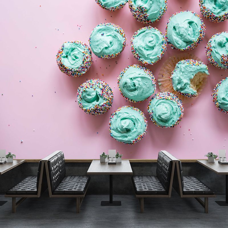 Small Cake Dessert Mural Modern Style Wall Covering for Dessert Shop, Waterproofing