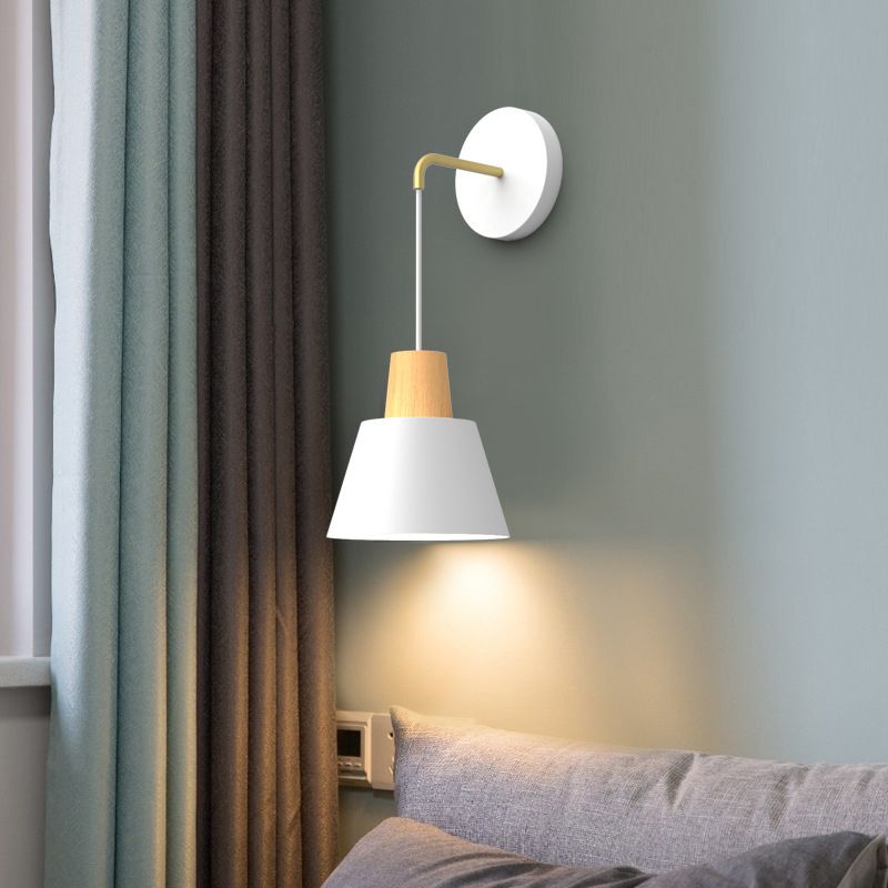Macaron Style Wall Lamp Metal 1 Light Sconce Light for Bedroom