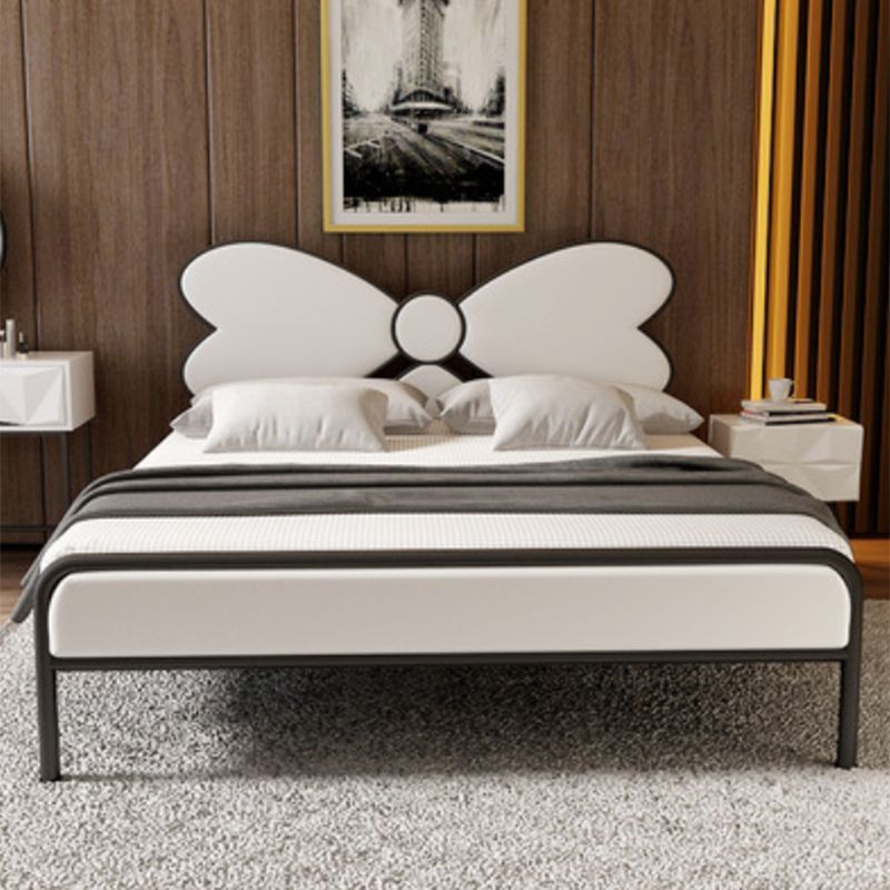 Iron Upholstered Headboard Bed with Metal Legs 43.3" High 78.74" Long