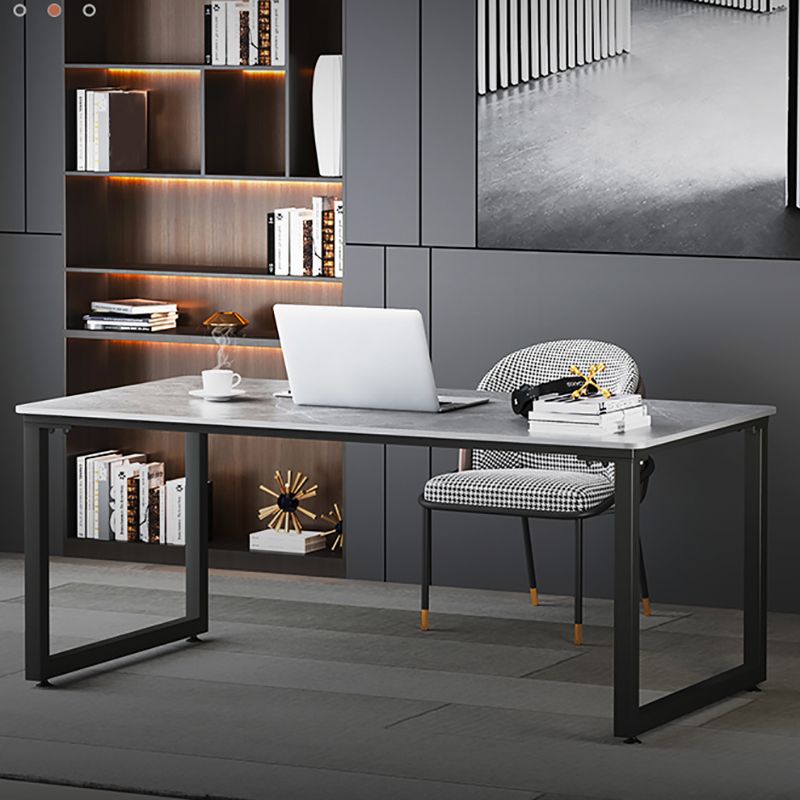 Contemporary Stone Writing Desk Sled Rectangular Office Desk for Home