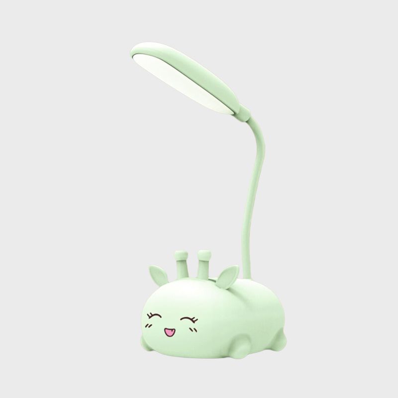 Cartoon Sika Deer Desk Lamp Plastic Kid Room LED Night Light with Flexible Arm in White/Pink/Blue