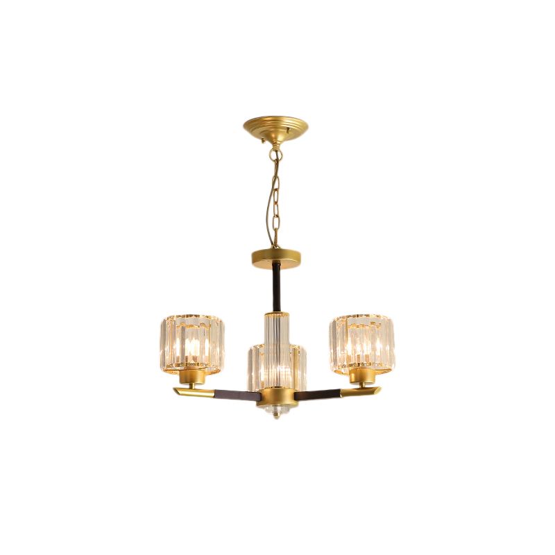 Cilindro moderno Cilíndrico Costilero Cristal transparente 3/6/8 Kit de lámpara colgante de dormitorio