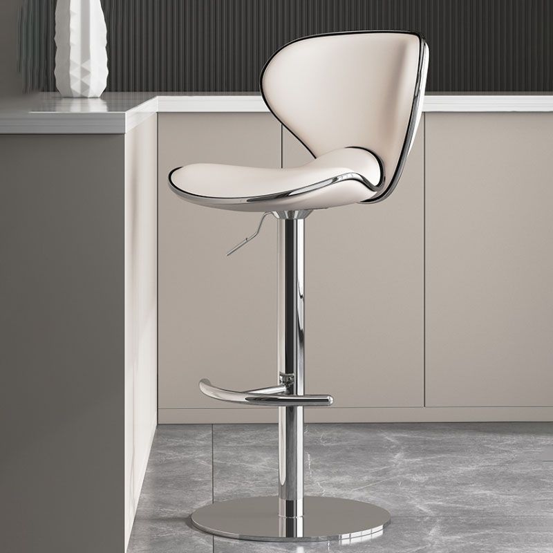 Glam Style Upholstered Bar Stools Swivel Adjustable Height Bar Stool with Chrome Base