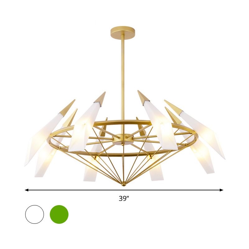 Zeitgenössischer sich verjüngter Anhänger Kronleuchter Creme/grüner Glas 8 Köpfe Wohnzimmer Hanging Light Kit