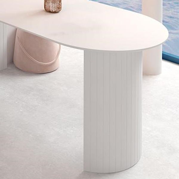Free Form White Dining Table Solid Wood Table Contemporary with Double Pedestal