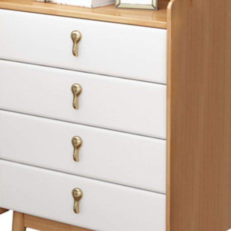 Glam Rubber Wood Bedroom Storage Chest Vertical Chest with Drawers