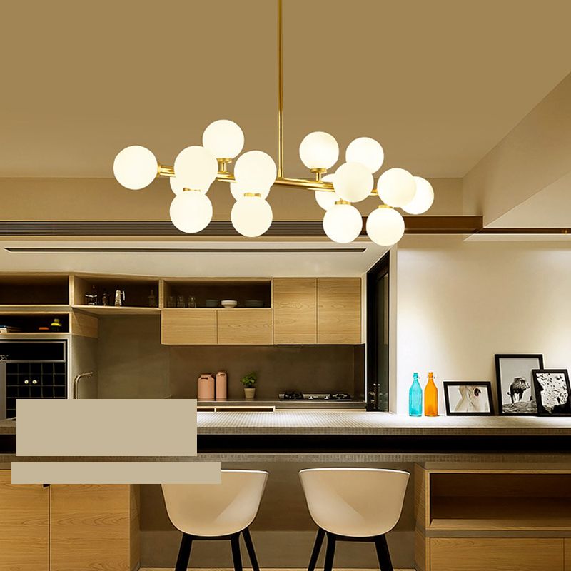 Molécula Dinning Room Illumining Defecture Glass Nordic Island Chandelier Light in White