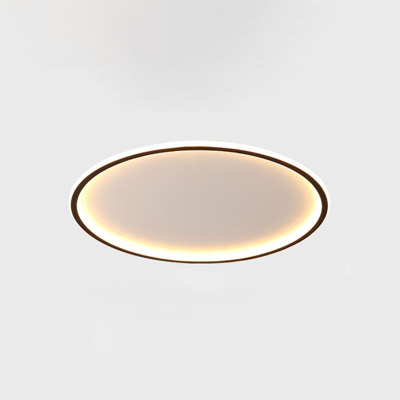 Circle Ceiling Light Modern Aluminum Flush Mount Light for Living Room in Black
