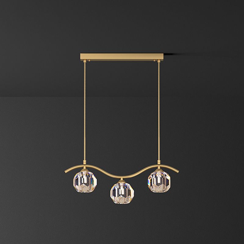 Contemporary Sphere Island Light Fixtures Crystal Pendant Lights in Gold