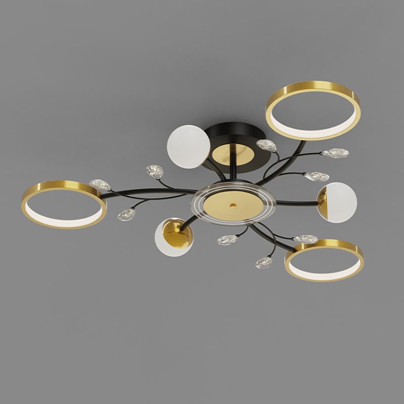 Black Sputnik Flush Mount Ceiling Light Modern Aluminum Flush Light for Living Room