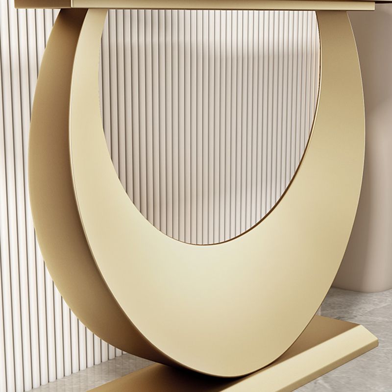 Stone Half Moon Accent Table Modern 31.5" Tall Console Table for Hall