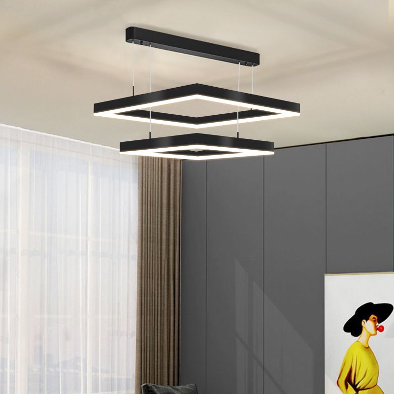 Modern Minimalist Style Multiple Squares Pendant Lighting Fixtures Metal Pendant Light Kit