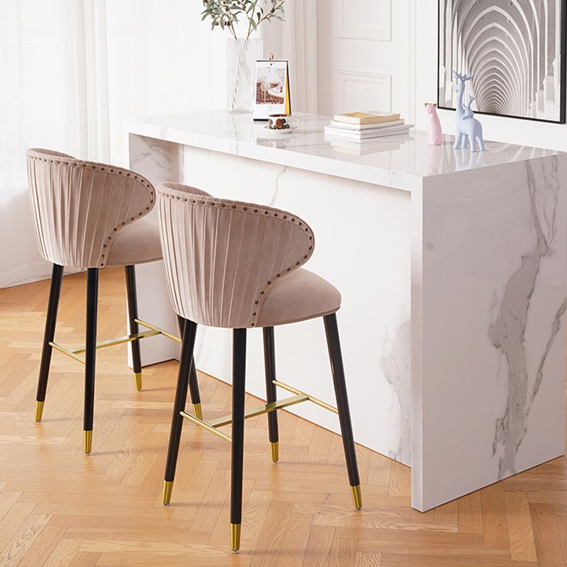 Glam Backrest Bar Stool Upholstered Counter Stool for Bristol with Wooden Legs