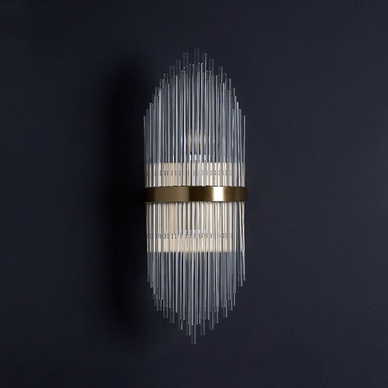 2-Light Geometric Wall Lamp Modern Crystal Sconce Light for Living Room