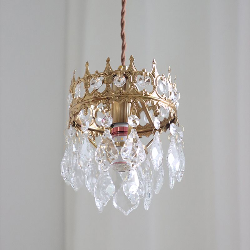 Crystal Crown Shape Hanging Lights Modern Style 1 Head Hanging Mount for Living Room