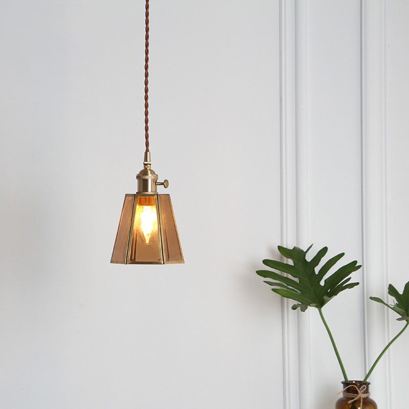 Modern & Contemporary Single Geometric Pendant Lighting Polished Brass Metal Ceiling Light for Living Room