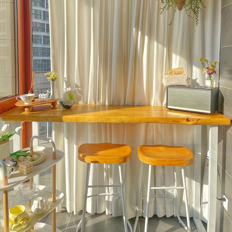 Contemporary Indoor Bar Dining Table Rectangle Wood Top Bar Table