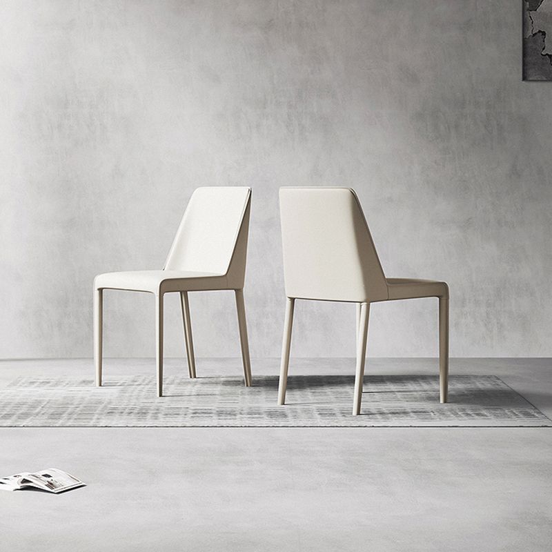 Sillas laterales de comedor con respaldo sólido de diseño moderno, sillas de comedor sin brazos de cuero para cocina
