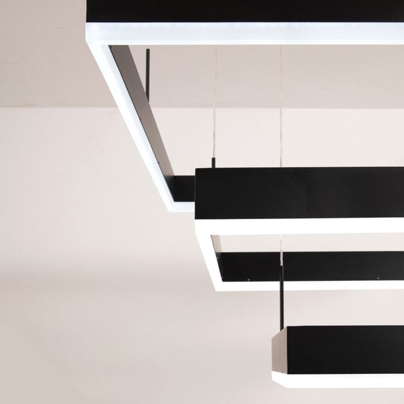 Accesorios de iluminación de lámparas cuadradas modernas araña de metal