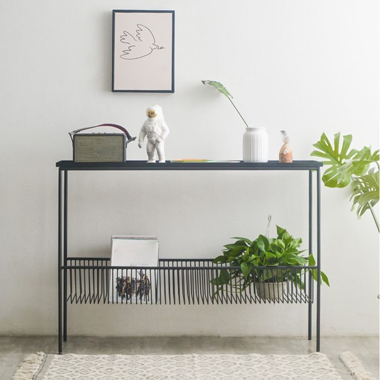 Iron Modern Accent Table 33.86-inch Tall Console Table with Shelves