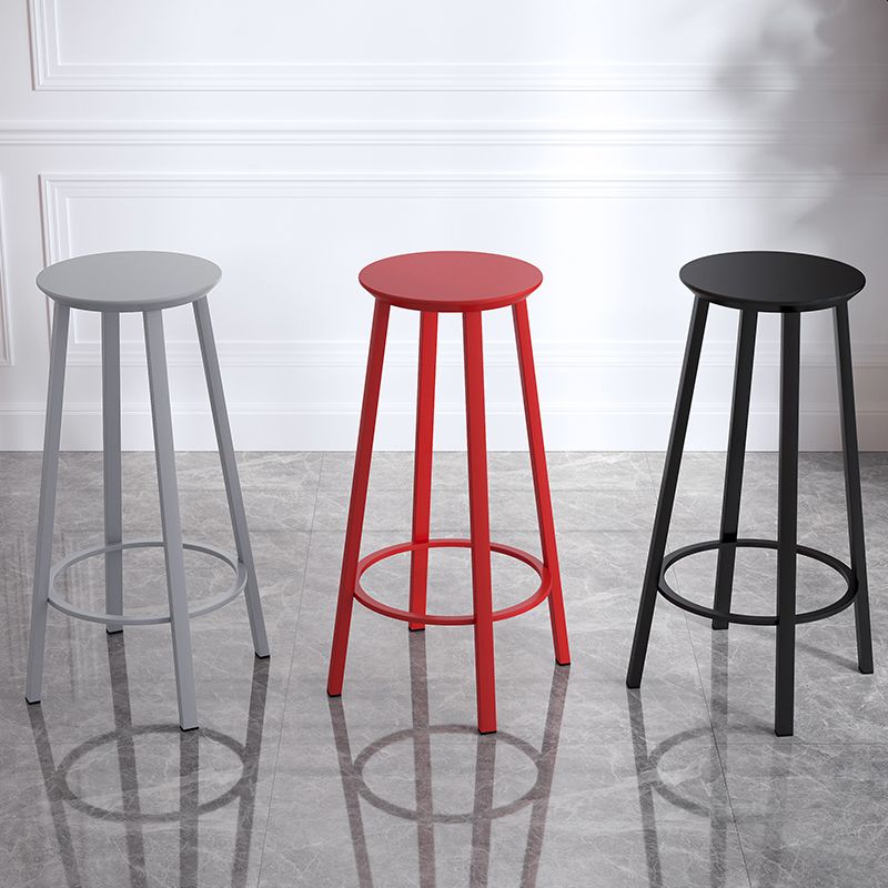 Contemporary Footrest Backless Barstool Matte Finish Iron Stool