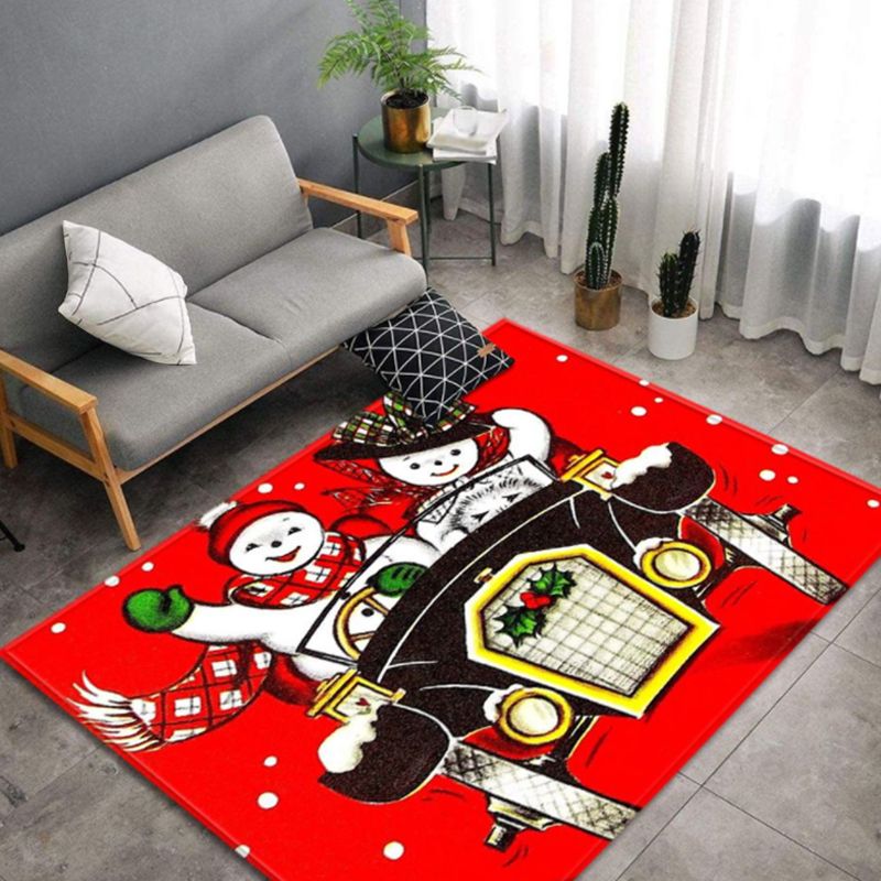 Fancy Modern Carpet Red Flower Carpet Non-Slip Backing Rug for Living Room