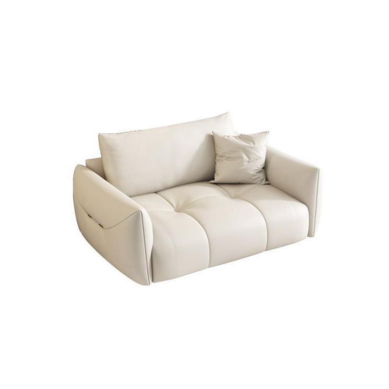 Contemporary Faux Leather Living Room Square Arm Pillows Seating