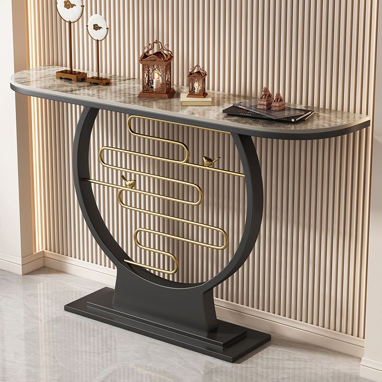 Glam Half Moon Console Table Stain Resistant End Table for Hall