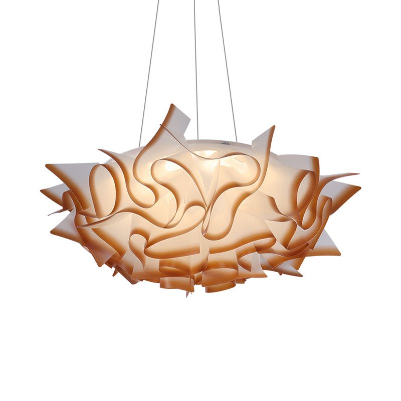 Acrylic Dome Pendant Light Modern 1 Light White/Brown Ceiling Pendant with Flower Design
