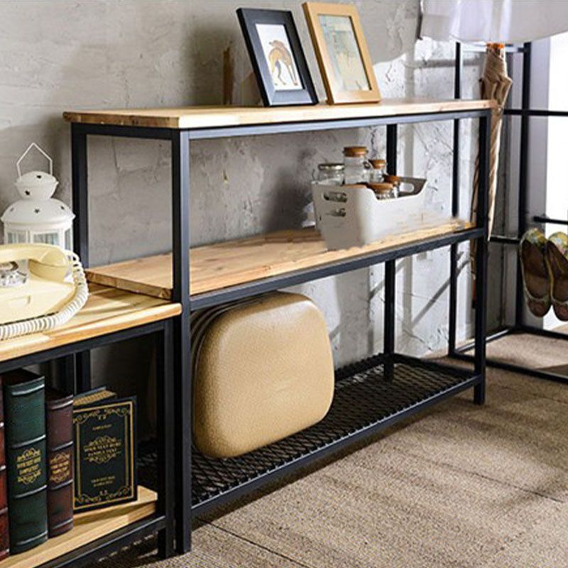 Mid-Century Modern Iron Console Sofa Table Rectangle Pine End Table for Hall