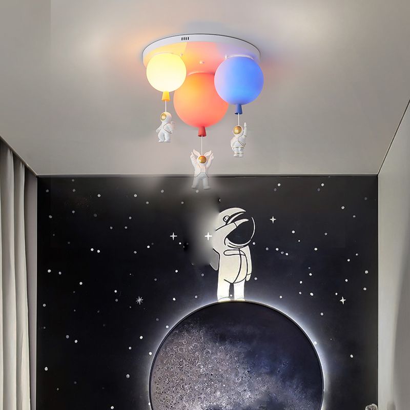 Luz de techo empotrada de metal para astronauta, luces múltiples para niños, luz semi empotrada con pantalla acrílica de globo