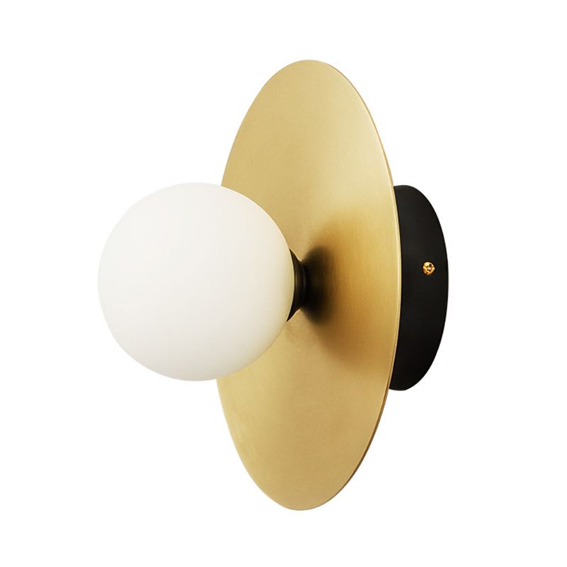 Altezza da 9 pollici in metallo rotondo Punzione murale Sconce Post-Moderna Bianco in vetro bianco Mini Mini Mini Luce da parete