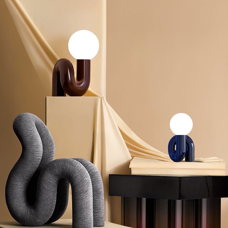 Sfera lampade da tavolo notturno in vetro contemporaneo 1 lampada leggera per camera da letto